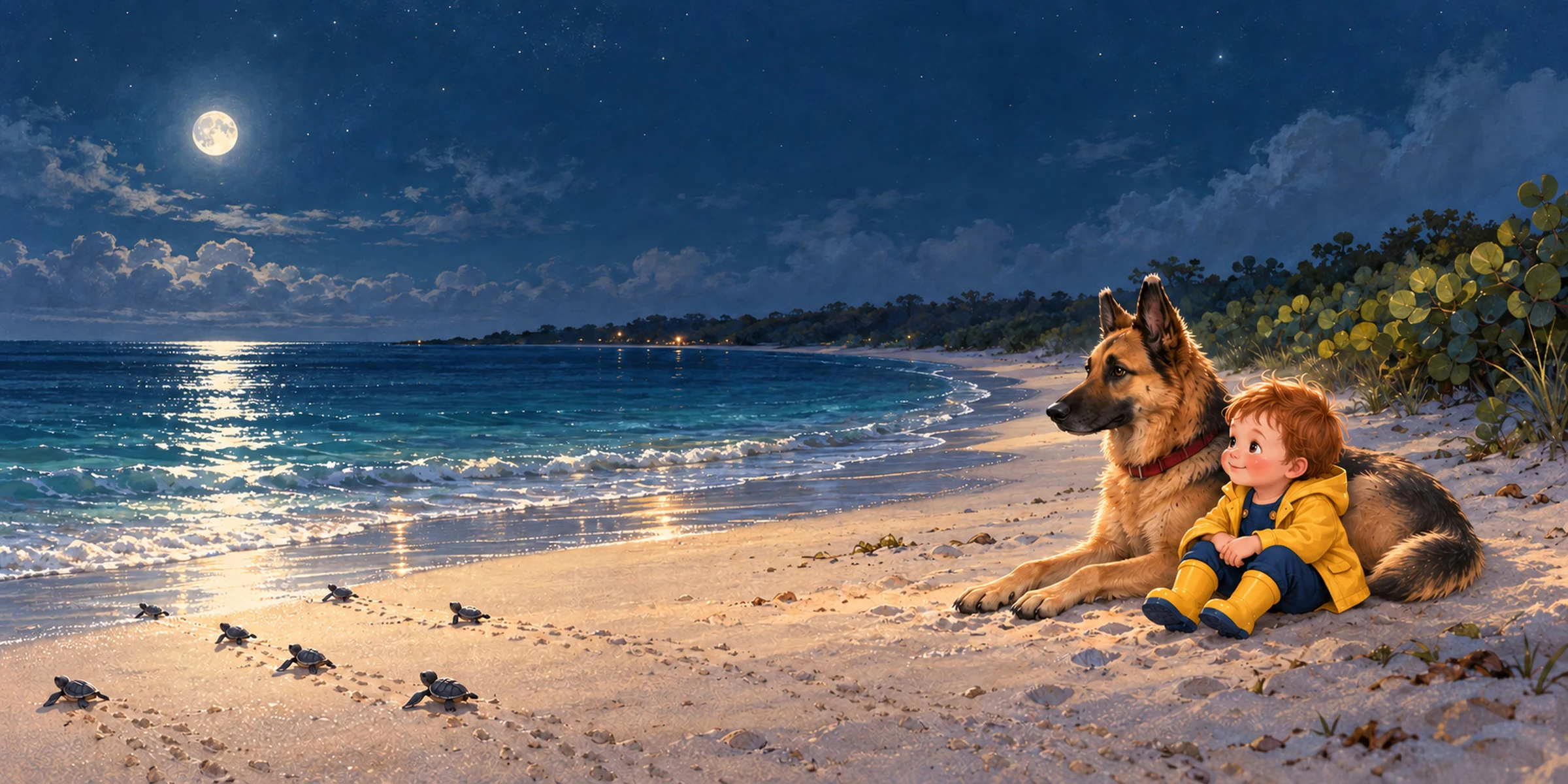 Samson and his faithful German Shepherd, Mordacai, exploring their storybook world.